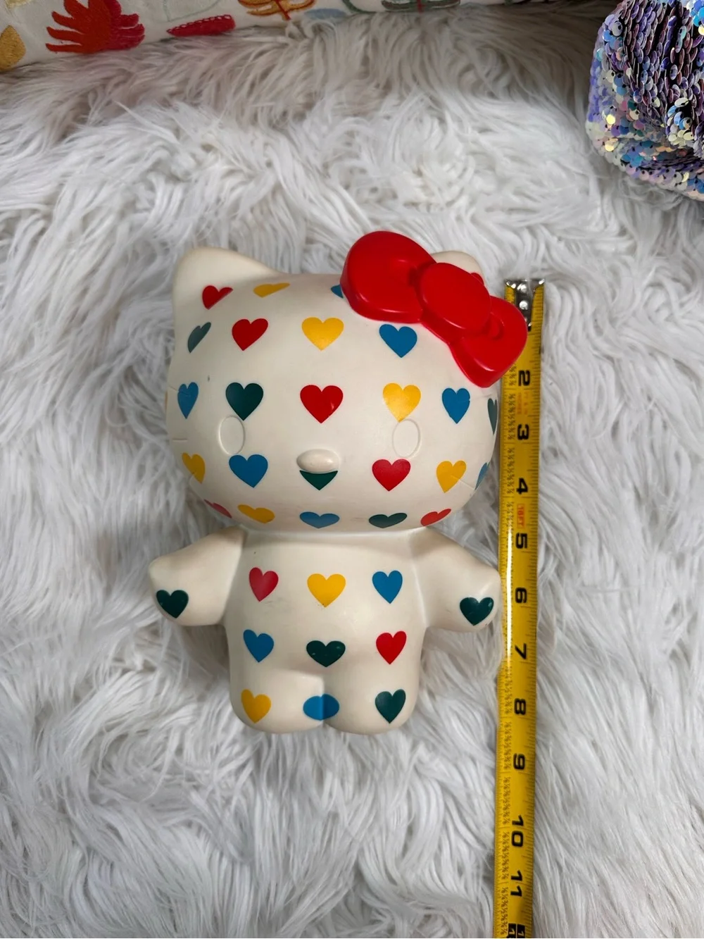 Sanrio • 2007 Hello Kitty Big Rainbow Hearts Vinyl Piggy Bank